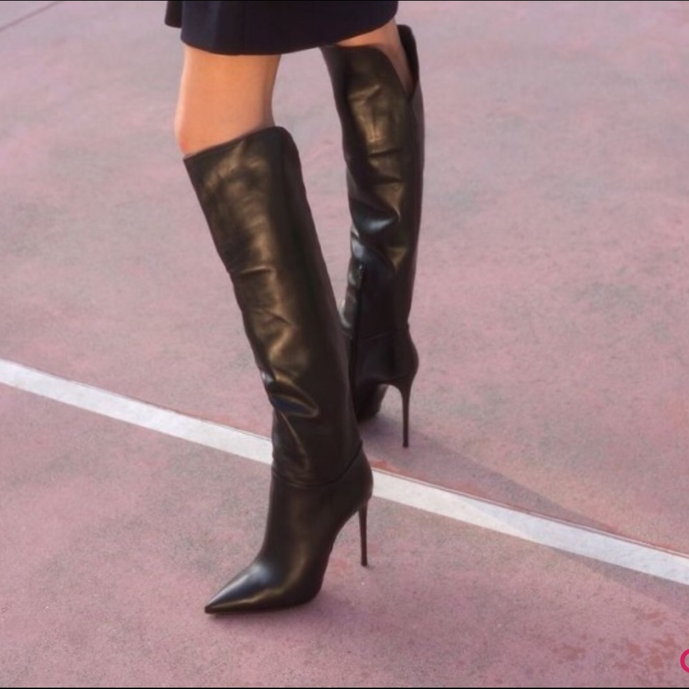 NWOT Aldo brown leather knee high stiletto boots